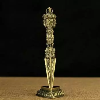 1 шт. тибетский буддийский тантрический ваджрный пестик тантра ваджракилайя пхурпа сплав медный буддийский с основанием сделать старый около 17 см