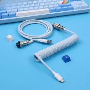 1 шт. Тип C механическая клавиатура кабель USB пружинный провод механическая клавиатура авиатор настольный компьютер авиационный разъем 3 розовый