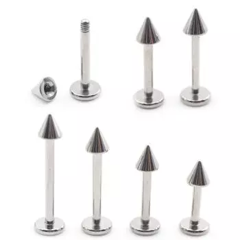 1 шт., титановый конус с внешней резьбой, анодированный, лабрет, губное кольцо, серьги-гвоздики для хряща уха, серьги-штанги, украшения для пирсинга тела #1 1.0*6*3mm