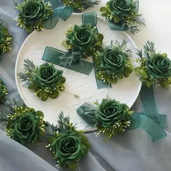 1 шт. Ткань жениха запястье цветы невесты корсаж бутоньерка для подружки невесты празднование свадьба вечеринка принадлежности искусственный цветок розы