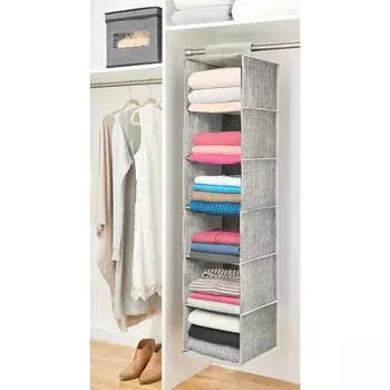 1 шт. Тканевая подвесная стойка для хранения - 6-слойная сумка для хранения, не требующая установки сумка-органайзер для домашнего хозяйства, подвесной органайзер большой емкости для шкафа серый