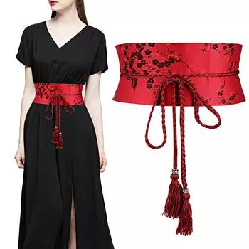 1 шт. тканевый пояс универсальный костюм аксессуары цветочный узор кушак старинный широкополосный шнуровка на талии