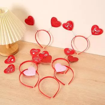 1 шт. тканевый пушистый обруч для волос, нежная повязка на голову, прекрасный декор для вечеринки, блестки, сердечко, украшения на День святого Валентина 1pcs