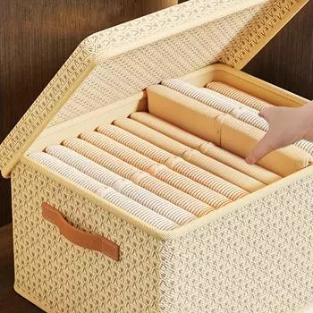 1 шт. Тканевый складной ящик для хранения одежды и одеял с крышкой, утолщенная полипропиленовая пластина для домашнего хозяйства и общежития