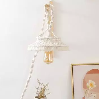 1 шт. тканый абажур из хлопчатобумажной нити Simplecity в богемном стиле, белый, нежный, ручной работы