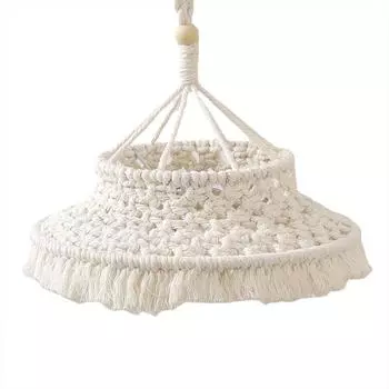 1 шт., тканый вручную простой белый бохо-стиль, хлопковая нить, нежный тканый абажурный гобелен