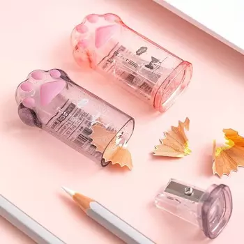 1 шт. точилка для карандашей Twingo розового/серого цвета из пластика в форме милого кошачьего когтя, простая в использовании, маленькая, портативная, подходит для офисного обучения