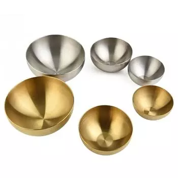 1 шт. Толстые металлические миски для риса, миска из нержавеющей стали, двойные стенки, миски для мороженого, подогреваемые изолированные миски для смешивания 12cm серебряный