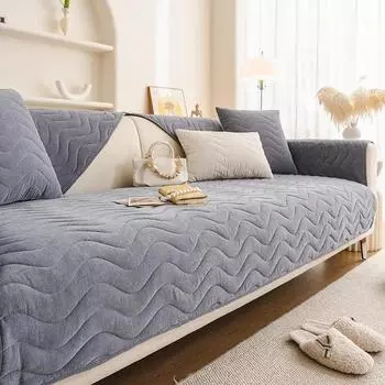 1 шт. Толстые зимние плюшевые одеяла для дивана, однотонные противоскользящие чехлы для мебели в гостиной, чехлы для диванов для собак и домашних животных 1seat 70x70cm хаки