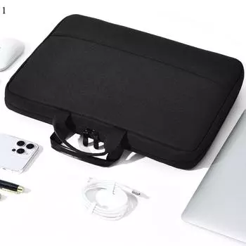 1 шт. Тонкий 15,6-дюймовый чехол для ноутбука с ручкой - Мужской и женский нейлоновый портфель - Совместим для поездок на работу, колледжа, офисных работников - Черный