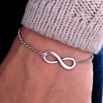 1 шт. Тонкий браслет-цепочка с символом бесконечности, элегантная цепочка на руку, ювелирные изделия на удачу, 8 цифр золотистый