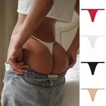 1 шт. тонкий пояс стринги с низкой талией сексуальные трусики бикини хлопок сплошной цвет женское нижнее белье L белый