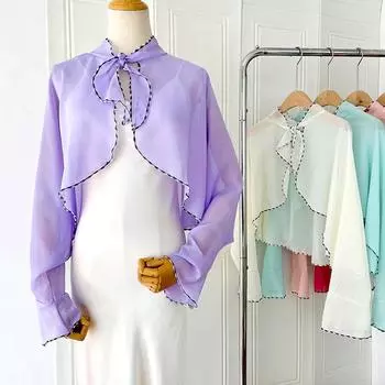 1 шт. Тонкий свободный модный длинный рукав защитный женский кардиган дышащая защита от солнца солнцезащитный крем шаль корейский стиль белый