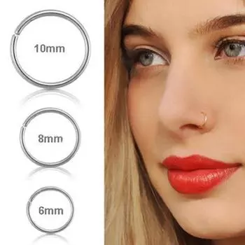 1 шт., тонкое маленькое кольцо в носу из хирургической стали, 0,8 мм, пирсинг хряща 10mm серебряный