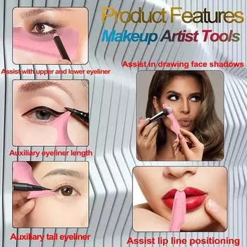 1 шт., трафаретная линейка для подводки глаз, многоразовая силиконовая подводка для глаз с крылышками, трафарет для бровей, многофункциональные инструменты для макияжа глаз розовый