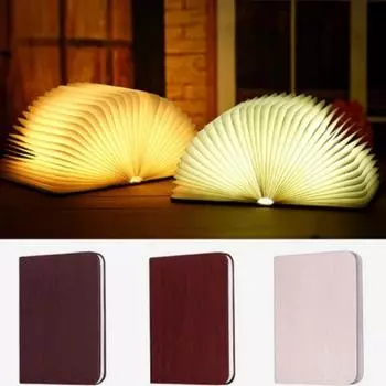 1 шт. трехцветное освещение для ухода за глазами, настольная лампа, подарочная светодиодная деревянная оптовая продажа, гравировка, складной светильник для книги, складной ночник для страниц 1pcs-Black walnut - Wood coveredit