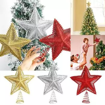 1 шт. Трехмерные железные блестящие полые рождественские елочные украшения, макет сцены золотой