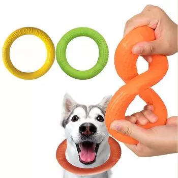 1 шт., тренировочная игрушка для собак с фрисби, плавающее кольцо с летающим диском на открытом воздухе, интерактивный игровой инструмент, подходит для дрессировки домашних животных, уличная жевательная игрушка жёлтый