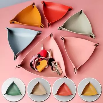 1 шт., треугольная форма, кошелек для ключей, настольный органайзер, ящик для хранения, искусственная кожа, украшение для дома L розовый