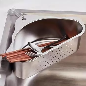 1 шт., треугольная полка для хранения слива кухонной раковины, корзина для слива из пищевой нержавеющей стали 304, корзина для фильтра раковины белый