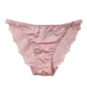 1 шт. трусы с бриллиантами, нижнее белье, атласные шелковые кружевные трусики, сексуальные дышащие трусики со средней талией M розовый