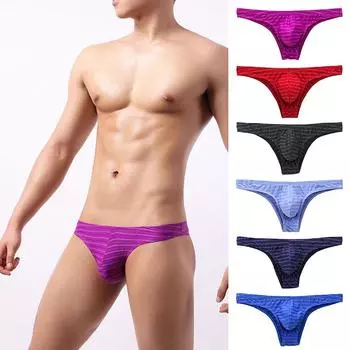 1 шт. трусы-слипы с низкой посадкой и тонким гульфиком, дышащие, из нейлона/полиамида, приподнимающие ягодицы, мужское нижнее белье, кружевное XL