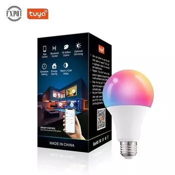 1 шт. Tuya E27 Bluetooth умная лампа RGB + WW + CW умные лампочки приложение дистанционное управление светодиодная лампа умный домашний декор 1PCS чёрный