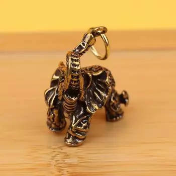 1 шт., твердая латунь, счастливый слон, украшения для офиса и рабочего стола, китайские тексты о богатстве, винтажные медные фигурки животных, украшения
