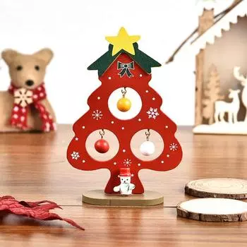 1 шт. Творческий DIY деревянный рождественский елочный витринный магазин торговый центр настольный дисплей реквизит украшение праздничные подарки украшения Other разноцветный