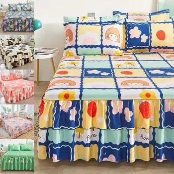 1 шт. юбка-кровать в мультяшном стиле, покрывало с рюшами, простыня Falda De Cama, стеганые наматрасники, кружевное покрывало (Нет наволочки) 1PC 120cmx200cm