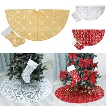 1 шт. юбка в виде рождественской елки с цветочным принтом, Рождественский фестиваль, напольный коврик, украшение для гостиной с носком золотой