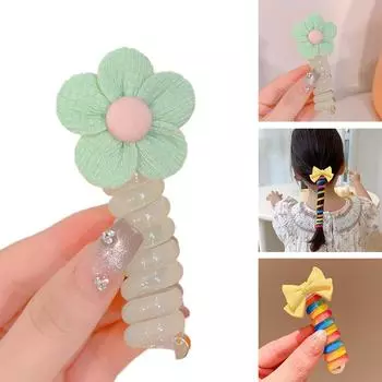 1 шт., удобная, высокоэластичная, цветная резинка для волос в форме телефонного провода, прочная, резинка для волос