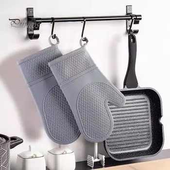 1 шт. удобные варежки с ячеистой текстурой и отверстием для подвешивания для духовки, кухонные перчатки для микроволновой печи, противожарные варежки для кухни красный