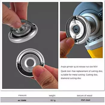 1 шт., угловая шлифовальная машина с резьбой M14, самоблокирующаяся прижимная пластина, угловая шлифовальная машина, прижимная пластина, быстросъемная фланцевая гайка, инструменты для патрона one size