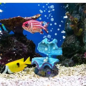 1 шт. Украшение для аквариума, прочная смоляная имитация жемчужного гребешка, аквариумный ландшафт, аксессуары для аквариума (синий) Pack of 1