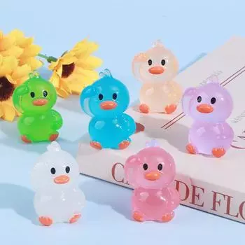 1 шт., украшение для дома, светящийся мини-махающий утенок, мох, микропейзаж, миниатюрные фигурки уток, аксессуары для сада фей белый