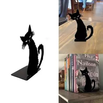 1 шт., украшение для рабочего стола с металлическим котом, художественное произведение из металла для рабочего стола, украшение для подставок для книг, украшение для Хэллоуина, украшение для стены светло-серый