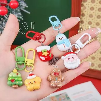 1 шт., украшение для рюкзака, рождественский кулон в виде Санта-Клауса, снеговика, пряничного человечка, рождественский брелок из смолы, украшения для ключей Christmas tree