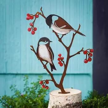 1 шт. Украшение для сада в виде птицы на открытом воздухе - креативный цветочный горшок, резка металла, ручная работа, силуэт синий