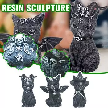 1 шт., украшение для сада, ведьма, суккуб, демон, кошка, скульптура, котенок, смоляный двор, домашний орнамент, уличный