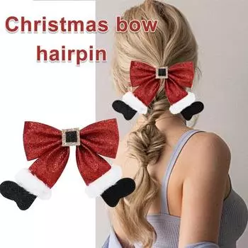 1 шт. украшение для волос красный бант рождественский подарок праздничная вечеринка зажим для волос null красный