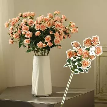 1 шт., украшение дома, сделай сам, искусственные цветы, поддельные растения, маленькие розы, длинная ветка, имитация букета белый