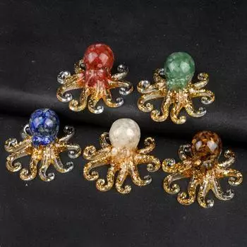1 шт. украшение из натурального камня, ослепительная хрустальная фигурка осьминога - элегантный декор стола, очаровательный домашний акцент, идеальный подарок на Хэллоуин 45x100 мм 1Pc/45x100mm