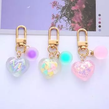 1 шт., украшение, кулон с блестками, брелок в форме сердца, женский прозрачный модный акриловый кулон для мобильного телефона