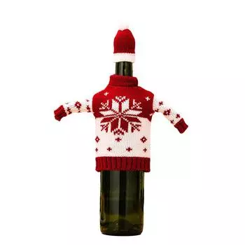 1 шт. Украшение магазина Рождественское украшение Украшение ресторана Атмосфера Чехол для винной бутылки Вязаный узор Милый Разноцветный