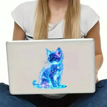 1 шт. Украшение на окно автомобиля Очаровательный синий кот Наклейки на мотоцикл Водонепроницаемые Для скутера Топливный бак Передний обтекатель Виниловые наклейки one size