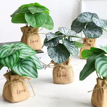 1 шт. Украшение, полное жизненной силы, зеленые растения, свежие искусственные цветы, натуральный бонсай, комнатное имитация горшечного растения