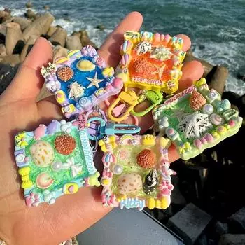 1 шт., украшение в виде раковины, серия «Океан», брелок для ключей «Океан», праздничные подарки, украшение в виде ракушки, различные стили, квадратная сумка для ключей в виде дельфина зелёный