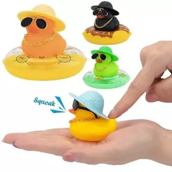 1 шт., украшение в виде утки для приборной панели, резиновая утка, автомобильные украшения, маленькая утка, ожерелье для солнцезащитных очков на приборной панели, кольцо для плавания для автомобиля, офиса, спальни, декор стола чёрный