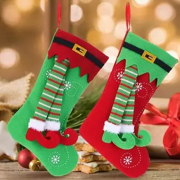 1 шт. Украшения для камина, мешок конфет, рождественская елка, носок, Санта, рождественский чулок красный